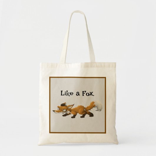Clever Fox Cartoon - "Like a Fox" Ontwerp Tote Bag (Voorkant)