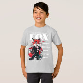 Clever Foxy Fox Grey Cartoon Boys Ash T-shirt (Voorkant volledig)