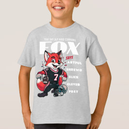 Clever Foxy Fox Grey Cartoon Boys Ash T-shirt