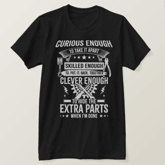 Clever genoeg Auto Mechanic Funny Black T-shirt (Design voorkant)
