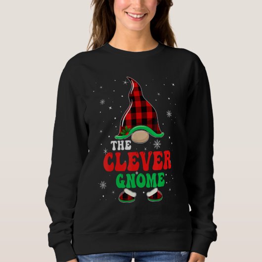 Clever Gnome Buffalo Plaid Matching Family Christm Trui (Voorkant)