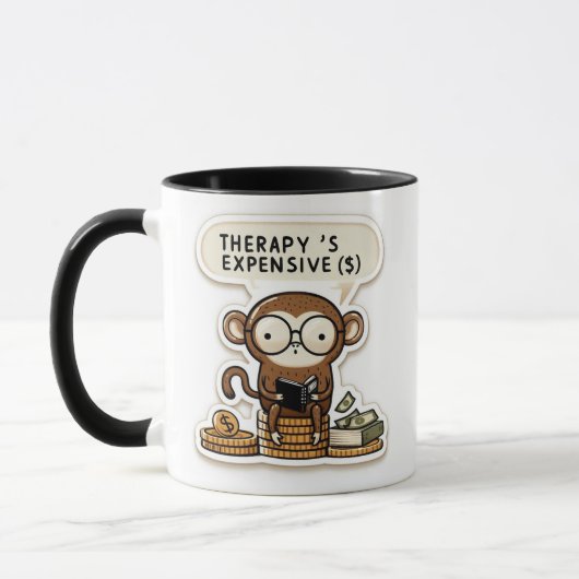Clever Monkey - "Therapie is duur" Grappig Mok (Links)