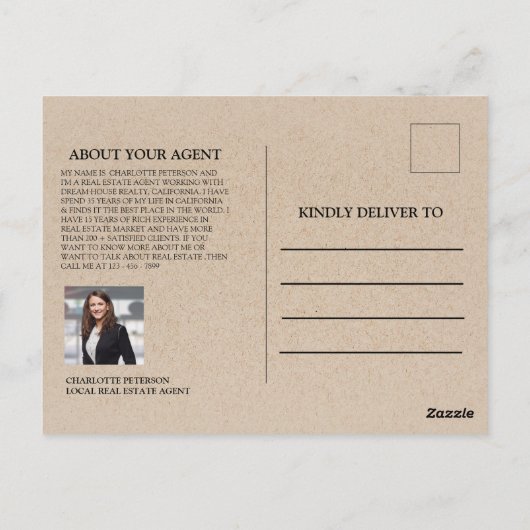 Clever Real Estate Farming Marketing Kraft Briefkaart (Achterkant)