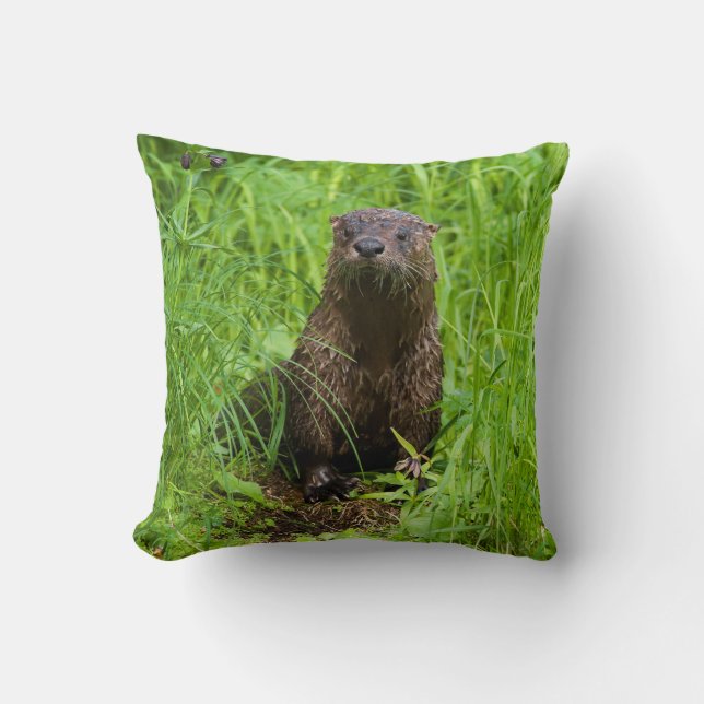 Clever River Otter Kussen (Voorkant)