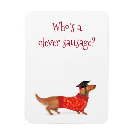 'Clever sausage' teckel afstuderen cadeaumagneet Magneet (Verticaal)