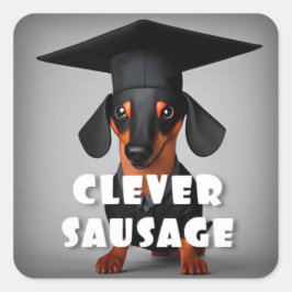 Clever Sause Dog Vierkante Sticker