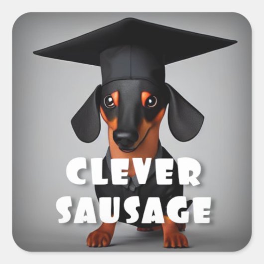 Clever Sause Dog Vierkante Sticker (Voorkant)