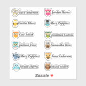 Clever Uilen Custom Meerdere Naam Stickers (Vel)