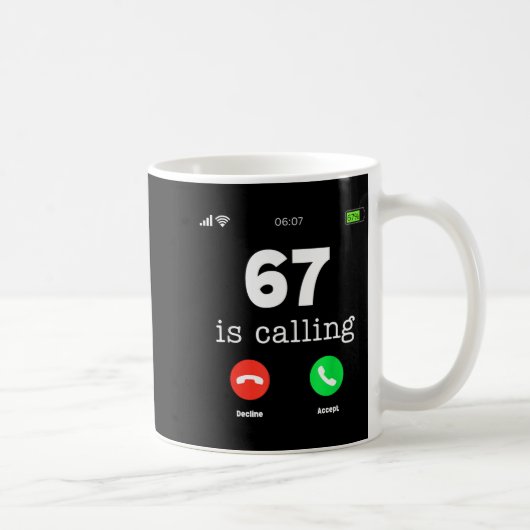 Clic 67 Is Calling Shirt Funny Six Seven Meme  Koffiemok (Rechts)