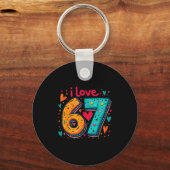 Clic 67 Meme ontwerp Funny Meme Ik hou van Zes Zev Sleutelhanger (Voorkant)