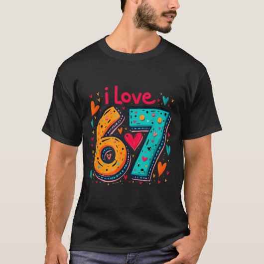 Clic 67 Meme-ontwerp Grappige Meme Ik hou van Zes T-shirt (Voorkant)