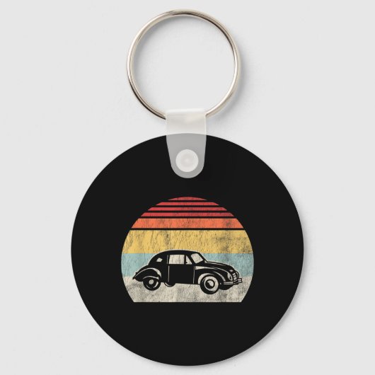 Clic Bug Auto Silhouet Retro Vintage Zonsondergang Sleutelhanger (Voorkant)