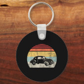 Clic Bug Auto Silhouet Retro Vintage Zonsondergang Sleutelhanger (Voorkant)