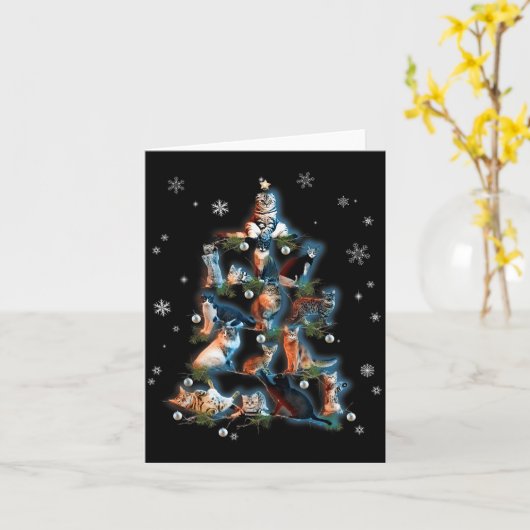 Clic Holiday Kitty Cat Christmas Tree Meowy Catmas Kaart (Gele Bloem)