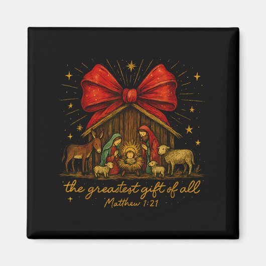 Clic Nativity Scene – Greatest Gift Matthew 1_21 Magneet (Voorkant)