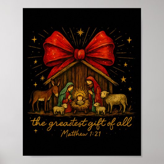 Clic Nativity Scene – Greatest Gift Matthew 1_21  Poster (Voorkant)