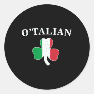 Clic O'talian Shamrock en Italië vlag Ierse St Pat Ronde Sticker