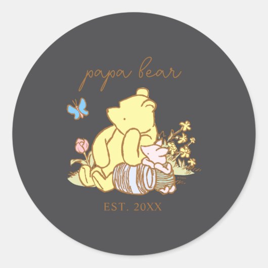 Clic Papa Bear New Dad Ronde Sticker (Voorkant)