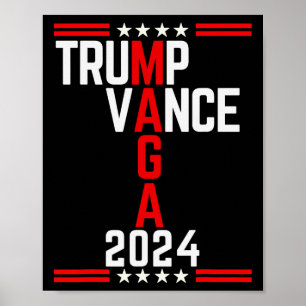 Clic Trump Vance 2024 Retro Stripe Trump Jd Vance Poster