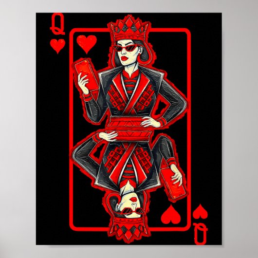 Clic Whimsical Queen Of Hearts Sungles Playing Car Poster (Voorkant)