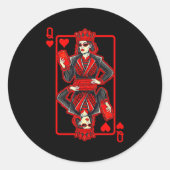Clic Whimsical Queen Of Hearts Sungles Playing Car Ronde Sticker (Voorkant)