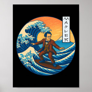 Clical Musicus Mahler Ukiyo-e Surfen Poster