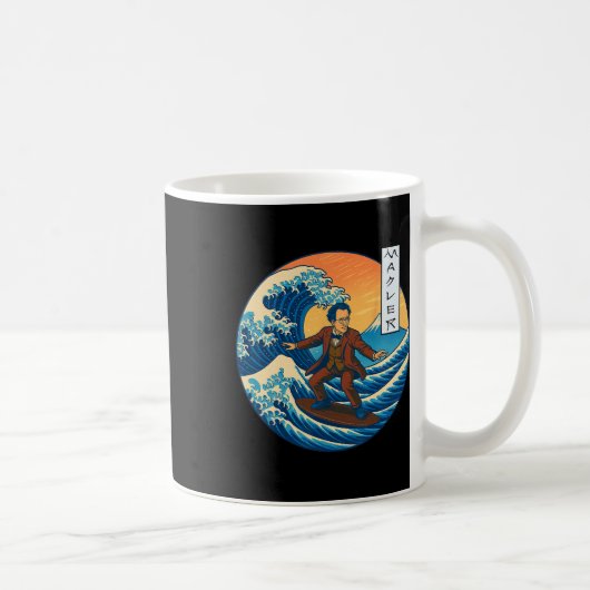 Clicale Musicus Mahler Ukiyo-e Surfen Koffiemok (Rechts)