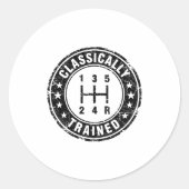 Clically Trained Car Guy Manual Transmission Stick Ronde Sticker (Voorkant)