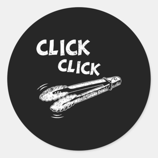 Click A Click Tongs Bbq Byrbecue Byrbecuing Hangin Ronde Sticker (Voorkant)