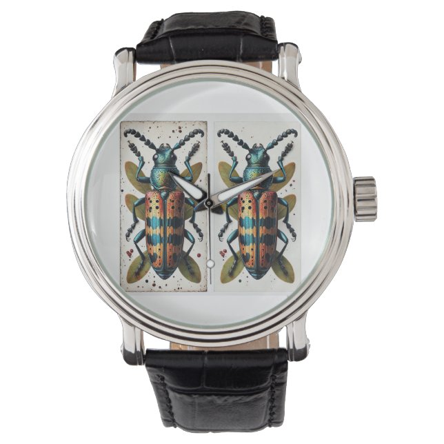 Click Beetle 080824IREF246 - Watercolor Horloge (Voorkant)