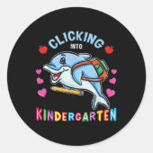 Clicking Into Kindergarten Dolphin Back To School  Ronde Sticker (Voorkant)