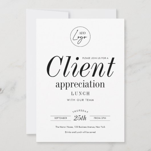 Client Appreciation Event Minimalist Logo Business Kaart (Voorkant)