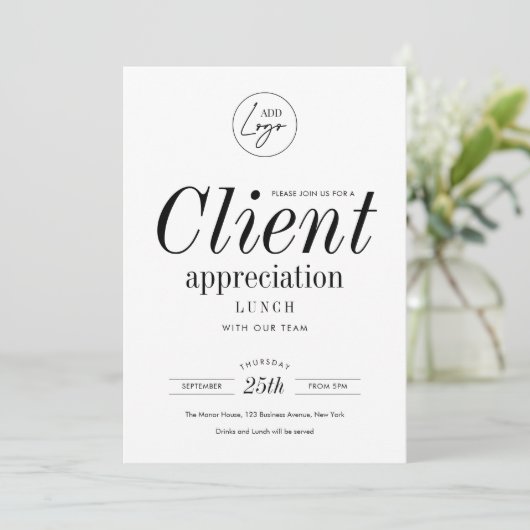 Client Appreciation Event Minimalist Logo Business Kaart (Staand voorkant)