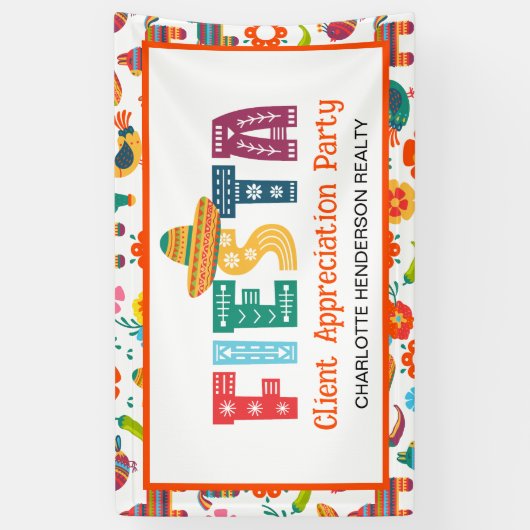 Client Appreciation Fiesta Party Spandoek (Verticaal)