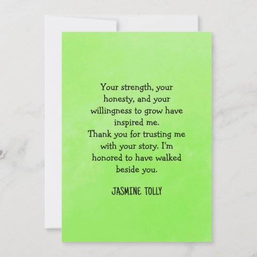 Client Appreciation Note – Green Pastel Floral Bedankkaart (Achterkant)