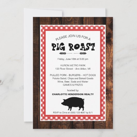 Client Appreciation Pig Roast BBQ Party Invitation Kaart (Voorkant)