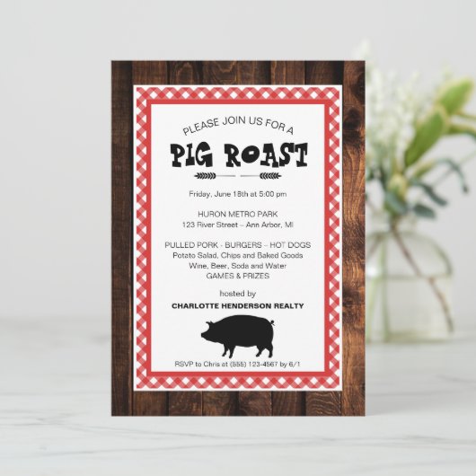 Client Appreciation Pig Roast BBQ Party Invitation Kaart (Staand voorkant)