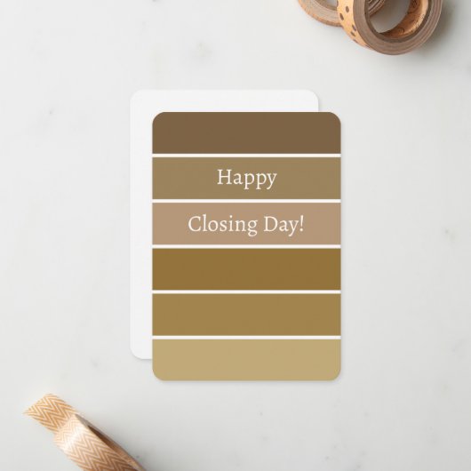 Client feliciteert nieuwe Home Brown Paint Chip Notitiekaartje (Voorkant / Achterkant in situ)