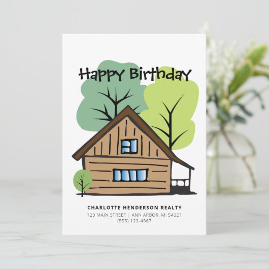 Client Hand-Drawn Happy Birthday Kaart (Staand voorkant)