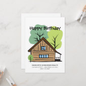 Client Hand-Drawn Happy Birthday Kaart (Voorkant / Achterkant in situ)