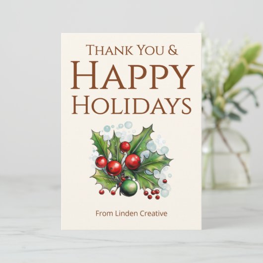 Client Holiday Greeting Card | Add Your Logo Feestdagenkaart (Staand voorkant)