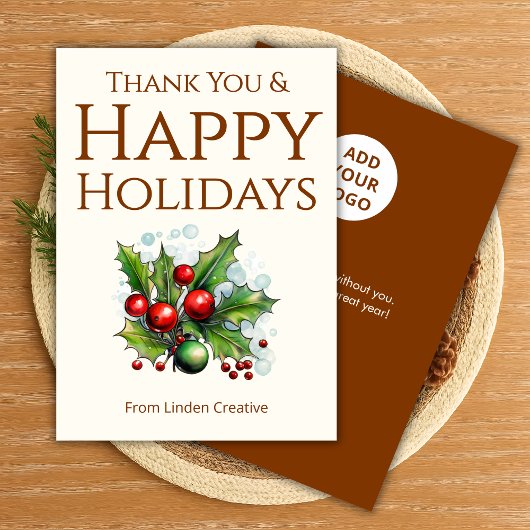 Client Holiday Greeting Card | Add Your Logo Feestdagenkaart