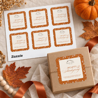 Cliënt Thanksgiving Zakelijk | Aangepast Logo Herf Vierkante Sticker