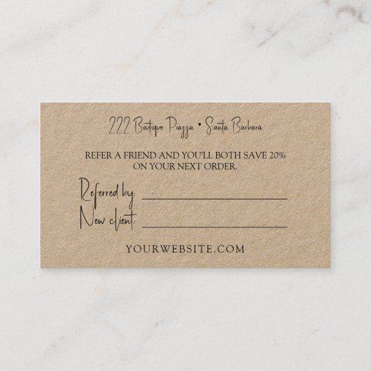 Cliënt Verwijs een Kaart van de Verwijzing van de  (Achterkant)