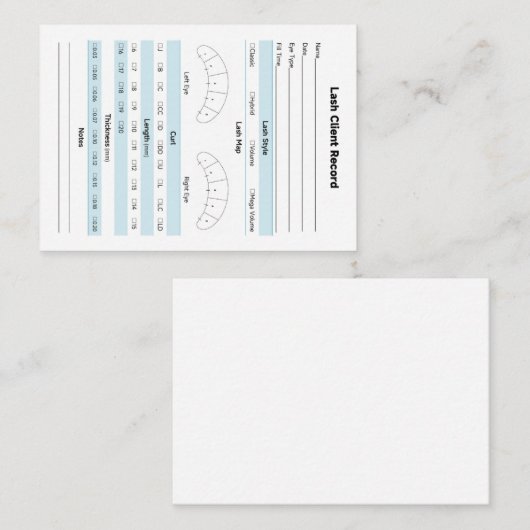 Clientrecordformulier voor uitlassen visitekaartje (Voorkant / Achterkant)