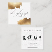 CLIENTTOEGANGSKAART | Minimalistisch goudpenseel Vierkante Visitekaartje (Voorkant / Achterkant)
