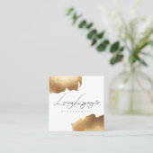 CLIENTTOEGANGSKAART | Minimalistisch goudpenseel Vierkante Visitekaartje (Staand voorkant)