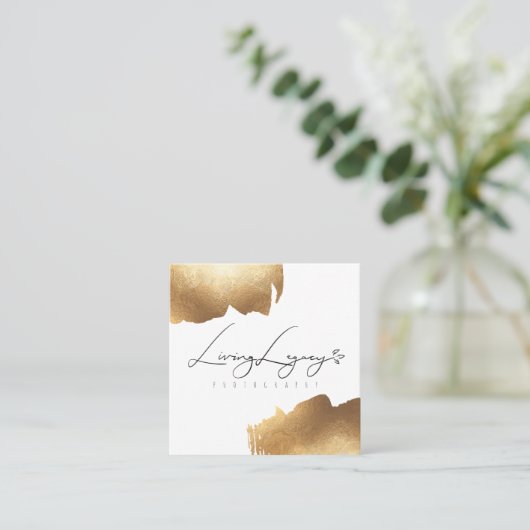 CLIENTTOEGANGSKAART | Minimalistisch goudpenseel Vierkante Visitekaartje (Staand voorkant)