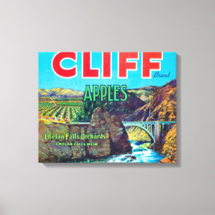 Cliff Apple Label - Chelan Herfsten, WA Canvas Afdruk