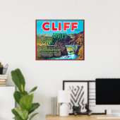 Cliff Apple Label - Chelan Herfsten, WA Poster (Thuiskantoor)